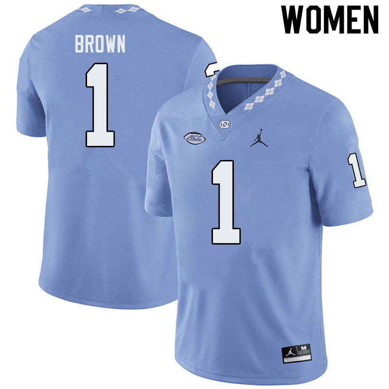 Jordan Brand Women #1 Khafre Brown North Carolina Tar Heels College Football Jerseys Sale-Blue